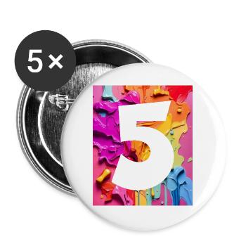 NON. 5 NUMÉRO 5 COLORÉ 5E ANNIVERSAIRE - Lot de 5 grands badges (56 mm) - blanc - Devant