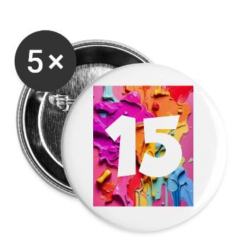 NO. 15 NUMBER 15 COLORFUL 15TH BIRTHDAY - Buttons large 2.2''/56 mm (5-pack) - white - Front