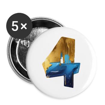NR. 4 NUMMER 4 COOL 4. GEBURTSTAG - Buttons groß 56 mm (5er Pack) - Weiß - Vorne