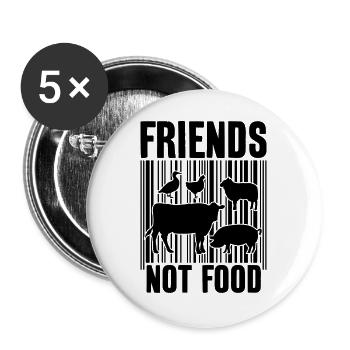 FRIENDS NOT FOOD VEGAN VEGANS - Buttons large 2.2''/56 mm (5-pack) - white - Front