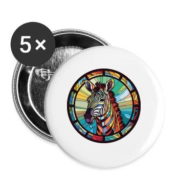 Zebra Buntes Aquarell Tier Haustier Illustration - Buttons groß 56 mm (5er Pack) - Weiß - Vorne