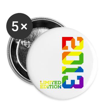 LGBTQ 2013 RAINBOW QUEER 12E ANNIVERSAIRE PRIDE - Lot de 5 grands badges (56 mm) - blanc - Devant