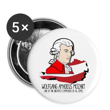 Wolfgang Amadeus Mozart - greatest composer - Buttons groß 56 mm (5er Pack) - Weiß - Vorne
