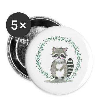 racoon - Buttons large 2.2''/56 mm (5-pack) - white - Front