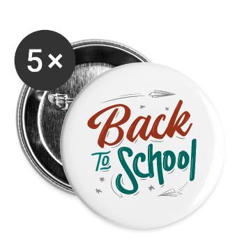 Back to school - Buttons large 2.2''/56 mm (5-pack) - white - Front