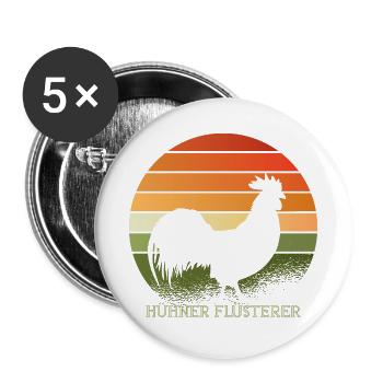Coq des chuchoteurs de poulet - Lot de 5 grands badges (56 mm) - blanc - Devant