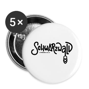 « Forêt-Noire » avec des cœurs noirs et blancs - Lot de 5 grands badges (56 mm) - blanc - Devant