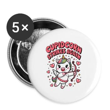 Cupidcorn Strikes Again - Buttons large 2.2''/56 mm (5-pack) - white - Front