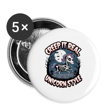 Creep It Real Unicorn Style - Buttons large 2.2''/56 mm (5-pack) - white - Front