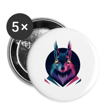 Low-poly Squirrel - Buttons large 2.2''/56 mm (5-pack) - white - Front