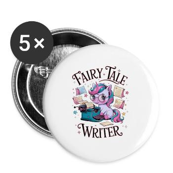 Fairy Tale Writer - Buttons large 2.2''/56 mm (5-pack) - white - Front