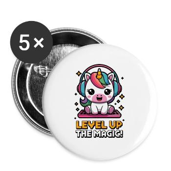 Level Up The Magic! - Buttons large 2.2''/56 mm (5-pack) - white - Front