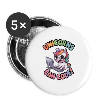Les licornes peuvent coder ! - Lot de 5 grands badges (56 mm) - blanc - Devant