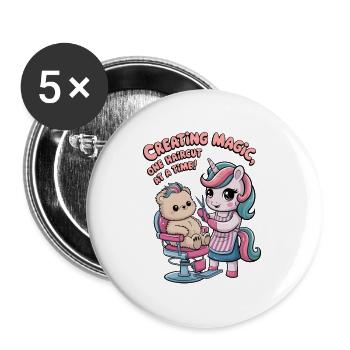 Creating Magic, One Haircut At A Time! - Buttons large 2.2''/56 mm (5-pack) - white - Front