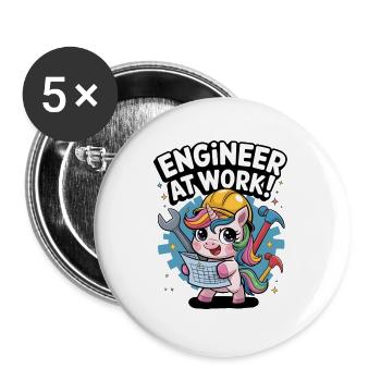 Engineer At Work! - Buttons large 2.2''/56 mm (5-pack) - white - Front