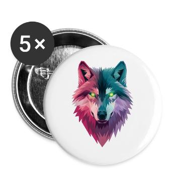Geisterwolf - Buttons groß 56 mm (5er Pack) - Weiß - Vorne