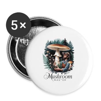 Pilzmeister - Buttons groß 56 mm (5er Pack) - Weiß - Vorne