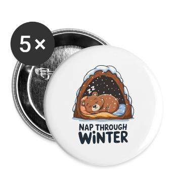 Nap Through Winter - Buttons large 2.2''/56 mm (5-pack) - white - Front