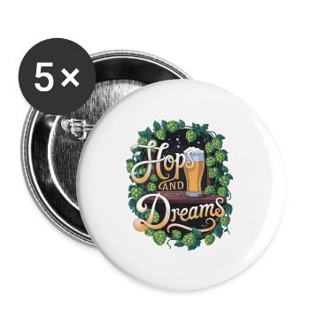 Hops And Dreams - Buttons large 2.2''/56 mm (5-pack) - white - Front