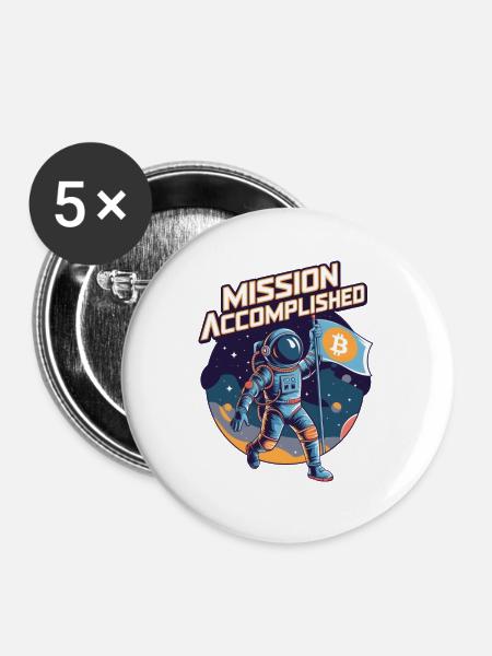 Mission erfüllt - Buttons groß 56 mm (5er Pack) - Weiß