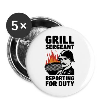 Grill Sergeant Reporting For Duty - Buttons large 2.2''/56 mm (5-pack) - white - Front