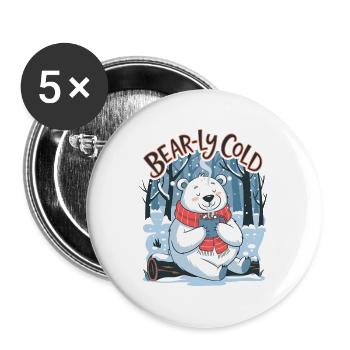 Bear-ly Cold - Buttons large 2.2''/56 mm (5-pack) - white - Front