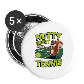 Nutty About Tennis - Buttons large 2.2''/56 mm (5-pack) - white - Front