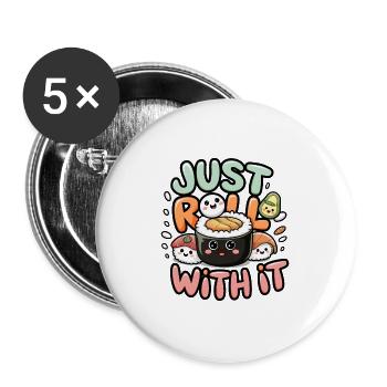 Just Roll With It - Buttons large 2.2''/56 mm (5-pack) - white - Front