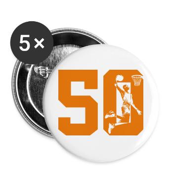 NUMBER 50 BASKETBALL 50TH BIRTHDAY - Buttons large 2.2''/56 mm (5-pack) - white - Front