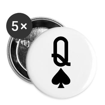 Poker Playing Card - Spades Lady - Buttons large 2.2''/56 mm (5-pack) - white - Front