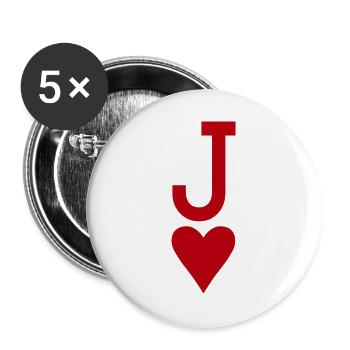 Carte à jouer au poker - Heart Jack - Lot de 5 grands badges (56 mm) - blanc - Devant