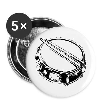 Snare - Drum - Percussion - Musique - Lot de 5 grands badges (56 mm) - blanc - Devant