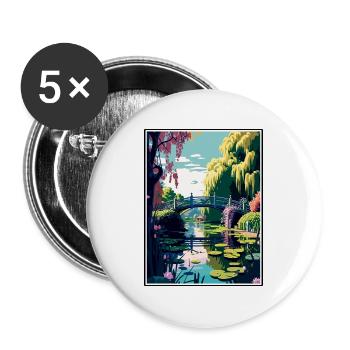 Giverny Frankreich Vintage Reiseposter WPA Souvenir - Buttons groß 56 mm (5er Pack) - Weiß - Vorne