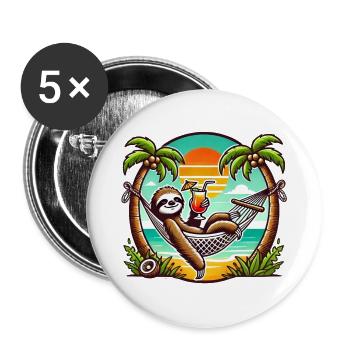 Sloth in the hammock - Buttons large 2.2''/56 mm (5-pack) - white - Front
