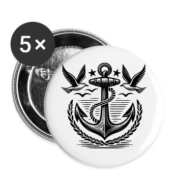 Logo de l’ancre Seagulls - Lot de 5 grands badges (56 mm) - blanc - Devant
