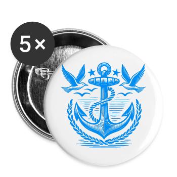 Logo de l’ancre Seagulls - Lot de 5 grands badges (56 mm) - blanc - Devant