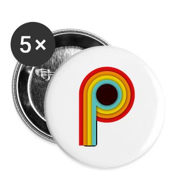 Retro Design Stripes P - Buttons large 2.2''/56 mm (5-pack) - white - Front