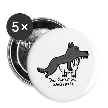 Schof im Wolfspelz - Buttons groß 56 mm (5er Pack) - Weiß - Vorne