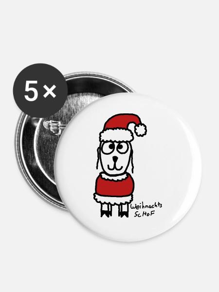 Weihnachts ScHoF - Buttons groß 56 mm (5er Pack) - Weiß