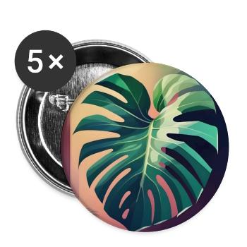 Monstera Leaf - Buttons groß 56 mm (5er Pack) - Weiß - Vorne