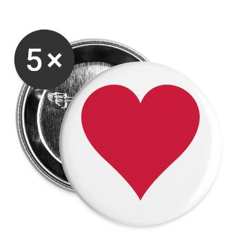 heart - Buttons large 2.2''/56 mm (5-pack) - white - Front