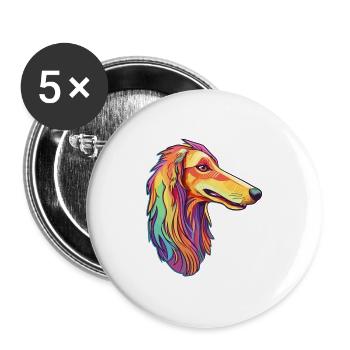 Barsoi Hunderasse Cartoon Kawaii Illustration - Buttons groß 56 mm (5er Pack) - Weiß - Vorne