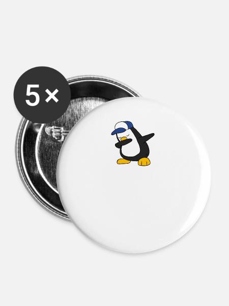 Penguin Dabbing Dab Pinguin - Buttons groß 56 mm (5er Pack) - Weiß