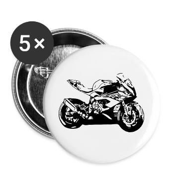Motorrad - Buttons groß 56 mm (5er Pack) - Weiß - Vorne
