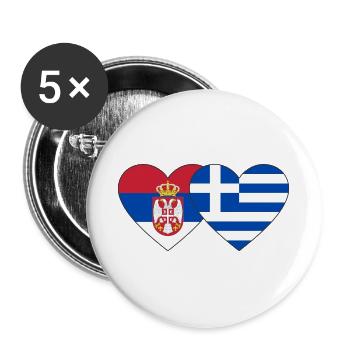 Serbia Greece Flag Heart - Buttons large 2.2''/56 mm (5-pack) - white - Front