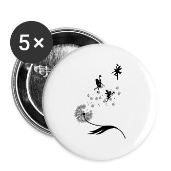 Butterfly Design Pustula Meadow Hearts Fairies - Buttons large 2.2''/56 mm (5-pack) - white - Front