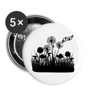 Butterfly Design Pust flowers meadow hearts - Buttons large 2.2''/56 mm (5-pack) - white - Front