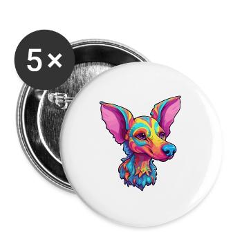 Peruanische haarlose Hunderasse Cartoon Kawaii Illustration - Buttons groß 56 mm (5er Pack) - Weiß - Vorne