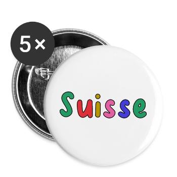 SUISSE. PAYS. GENEVE. HUMOUR. DRAPEAU - Lot de 5 grands badges (56 mm) - blanc - Devant