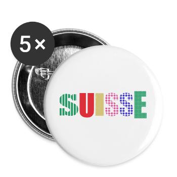 SUISSE - Lot de 5 grands badges (56 mm) - blanc - Devant